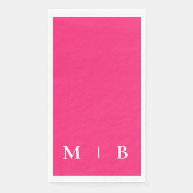 Contemporary Monogram Pink & White Paper Guest Towels (Front)