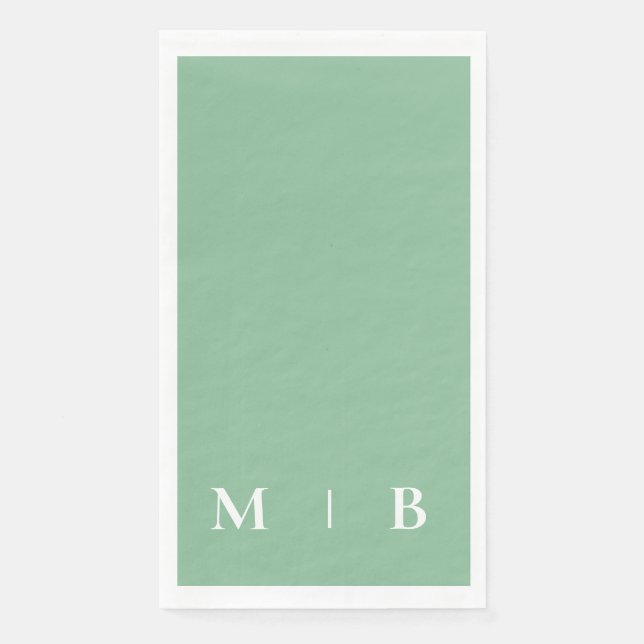 Contemporary Monogram Summer Green Wedding Paper Guest Towels (Front)