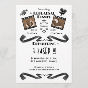 Contemporary Movie Fan Rehearsal Dinner Invitation