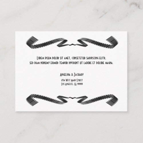 Contemporary Movie Fan Wedding Invitation Insert Business Card