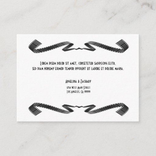 Customizable Contemporary Movie Fan Wedding Invitation Insert Business Card