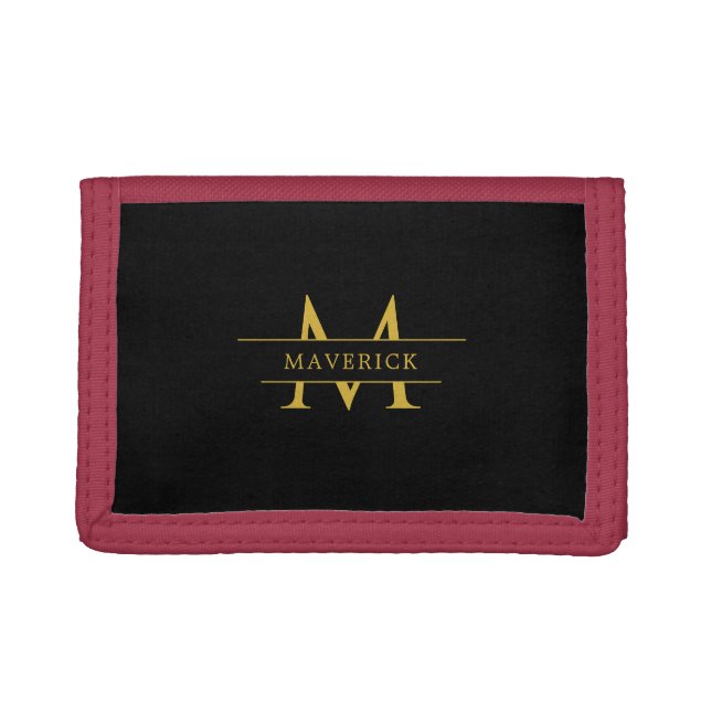 Contemporary Name Initials Classic Trifold Wallet (Front)