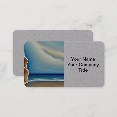 Contemporary Nautilus Shell on a Sandy Beach Tript Business Card