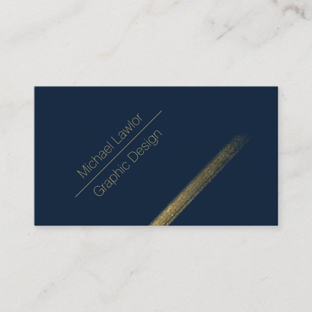 Contemporary Navy Blue with Gold Business Card (Front)