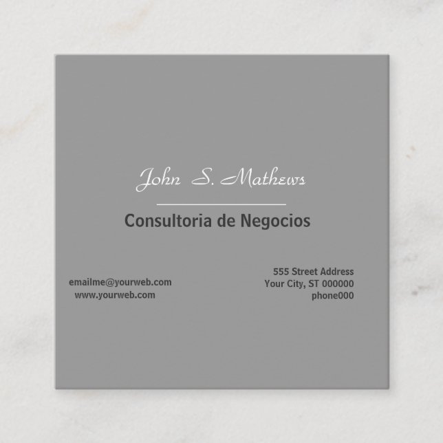 Contemporary Neutral Grey Professional Minimalist Square Business Card (Front)