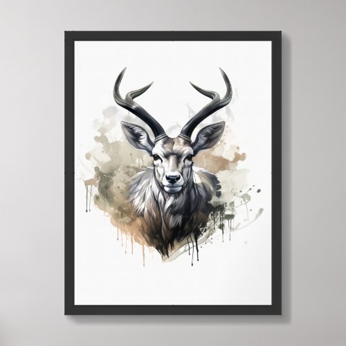 Contemporary Neutral sepia deer wild animals  Framed Art