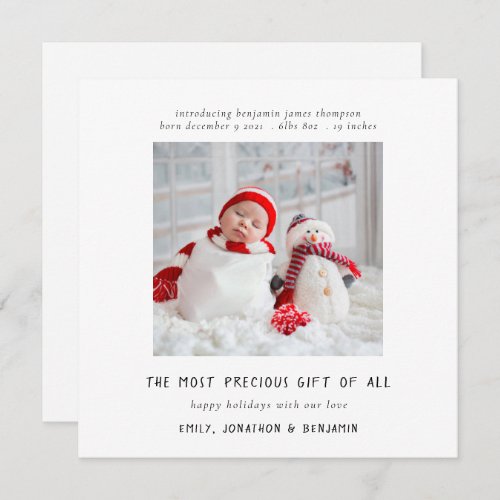 Contemporary Newborn Photo Birth Christmas Card