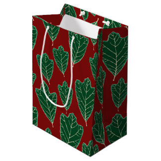 Contemporary Oak Leaves Pattern Medium Gift Bag