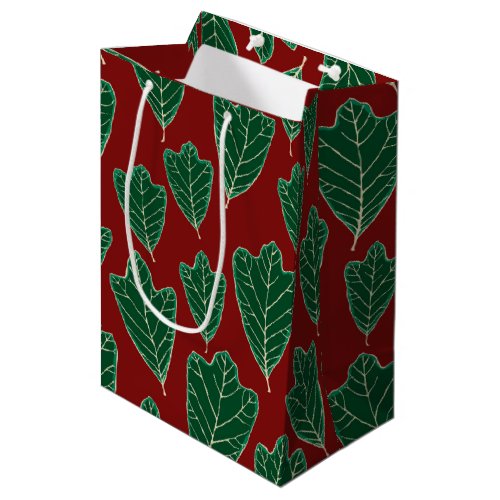 Contemporary Oak Leaves Pattern Medium Gift Bag