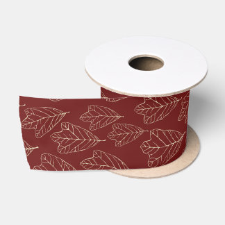 Contemporary Oak Leaves Pattern Satin Ribbon
