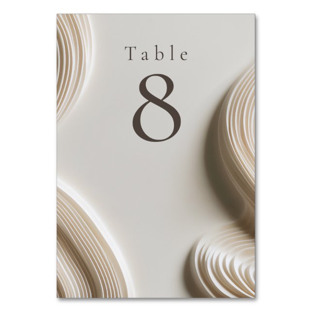 Contemporary off-white wedding  table number (Back)