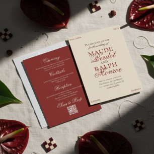 Contemporary Old Money Bold Red Wedding Invitation