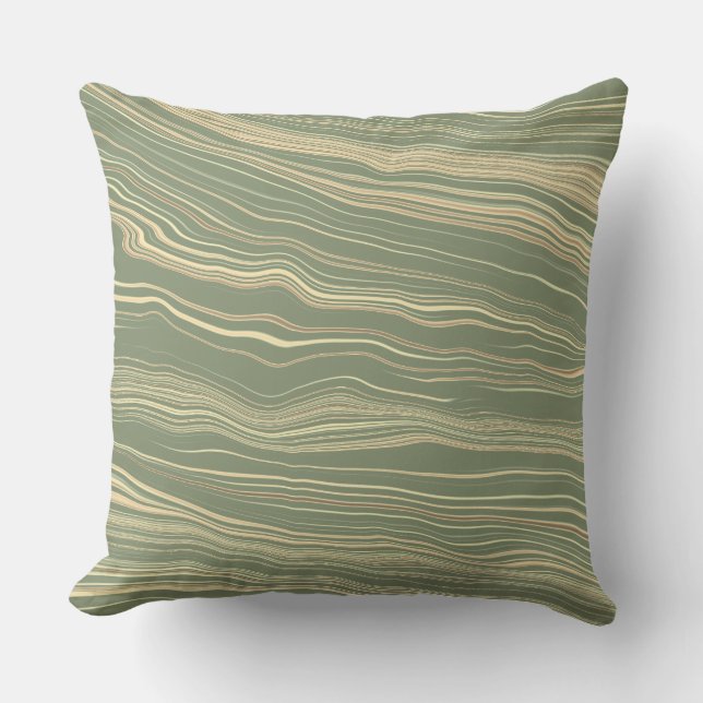 Contemporary Olive Green with Linen Pattern   Throw Pillow (Front)