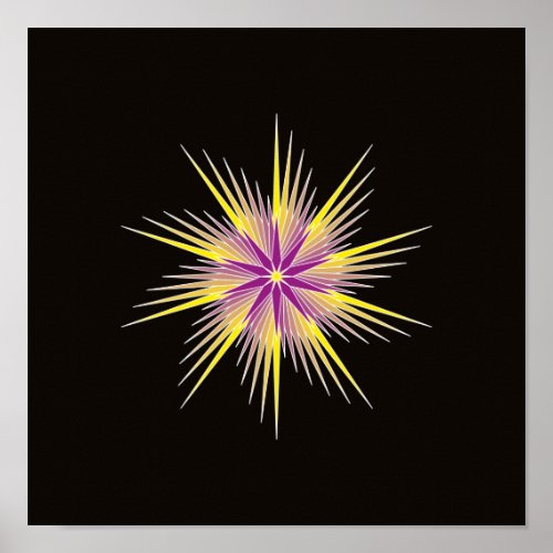 Contemporary âOp Artâ purple yellow star Poster