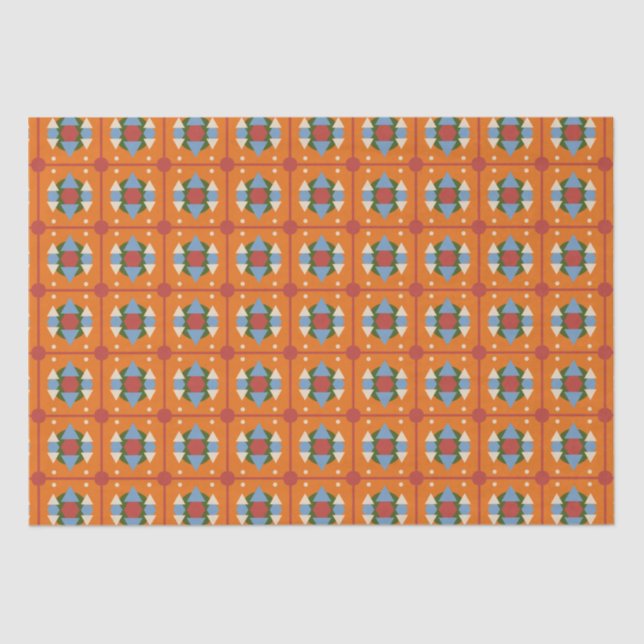 Contemporary Orange Blue Tissue Paper (Front)