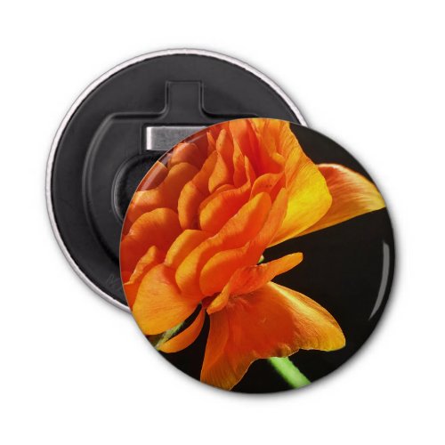 Contemporary Orange Floral Photography Bottle Opener