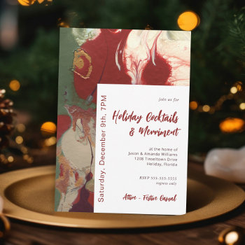 Contemporary Painted Abstract Holiday Party Invitation by DP_Holidays at Zazzle