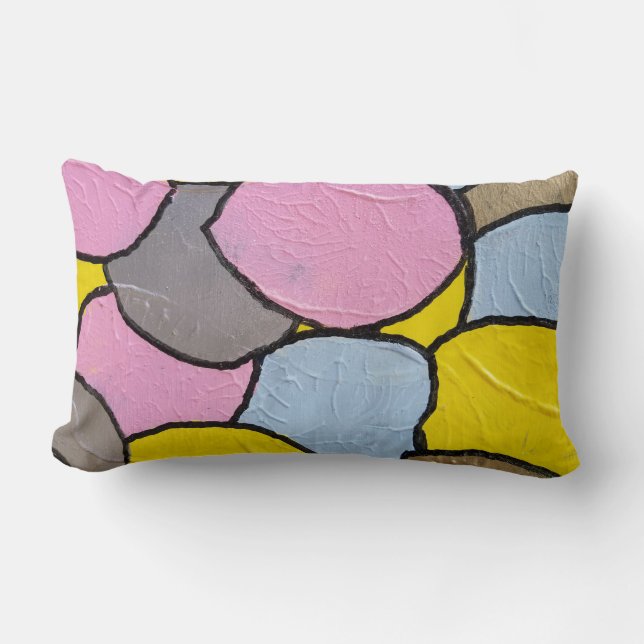 Contemporary painted pattern on cement lumbar pillow (Front)