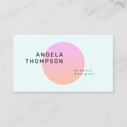 Contemporary pastel teal pink circle gradient business card