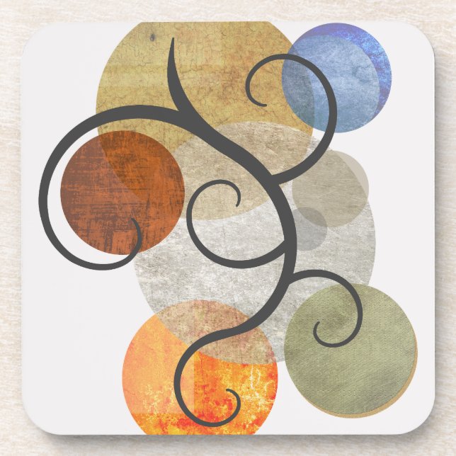 Contemporary Patterned Circles Beverage Coaster (Front)