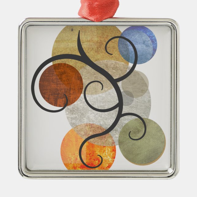 Contemporary Patterned Circles Metal Ornament (Front)