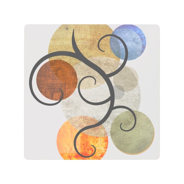 Contemporary Patterned Circles Metal Print (Front)