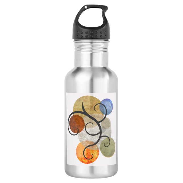 Contemporary Patterned Circles Stainless Steel Water Bottle (Front)