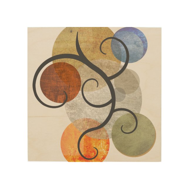 Contemporary Patterned Circles Wood Wall Art (Front)