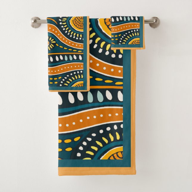 Contemporary Patterns Rust, Teal, Orange Towel (Insitu)