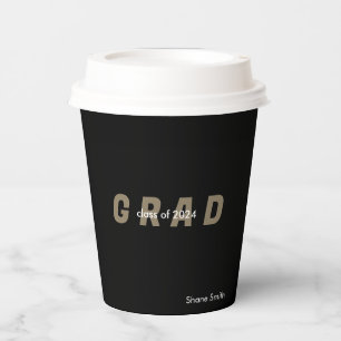 Contemporary Personalized Black Graduation Paper Cups