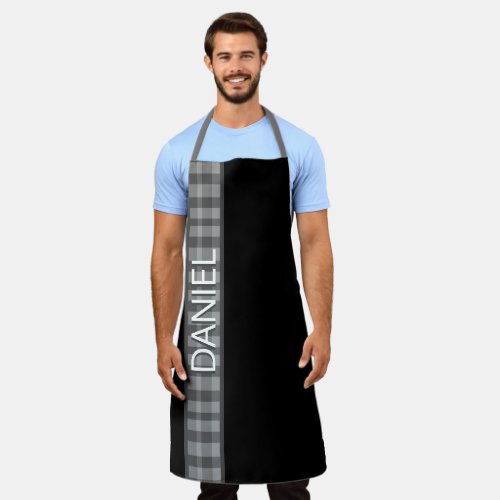 Contemporary Personalized Black White Apron