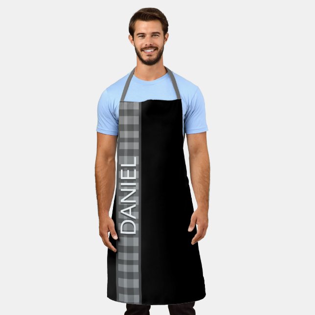 Contemporary Personalized Black White Apron (Worn)