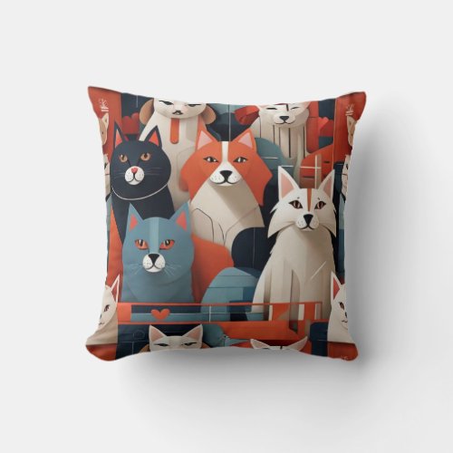 Contemporary Pet Art Throw Pillow