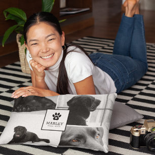 Contemporary Photo Collage Pet Remembrance   Dog Accent Pillow