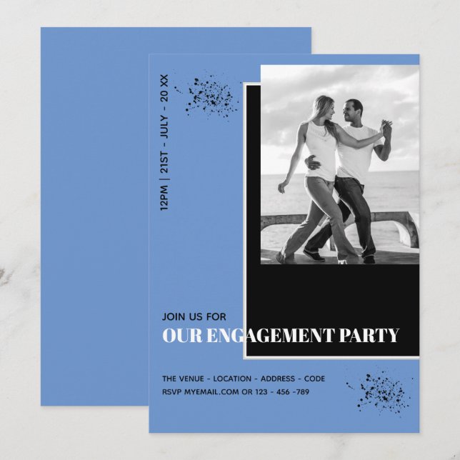 Contemporary Photo Engagement Classic Bold Invitat Invitation (Front/Back)