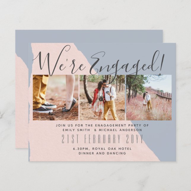 Contemporary PHOTO Engagement Party Invitations (Front/Back)