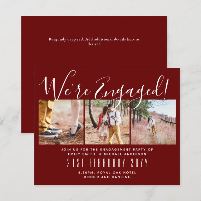 Contemporary PHOTO Engagement Party Invitations (Front/Back)