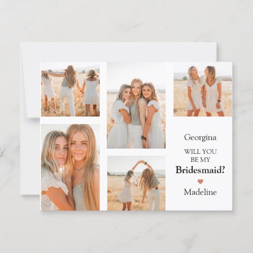 Contemporary Photo Grid Will You Be My Bridesmaid