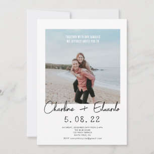 Contemporary Photo Hand lettering Wedding Invitation