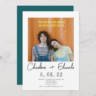 Contemporary Photo Hand lettering Wedding Invitation