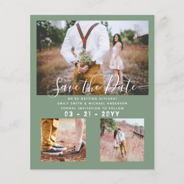 Contemporary Photo Save Dates Engagement  Flyer (Front)