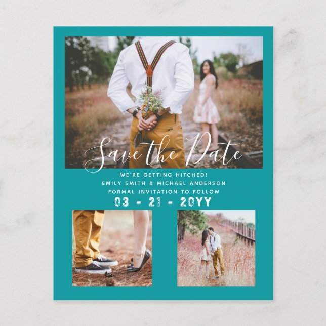 Contemporary Photo Save Dates Engagement  Flyer (Front)