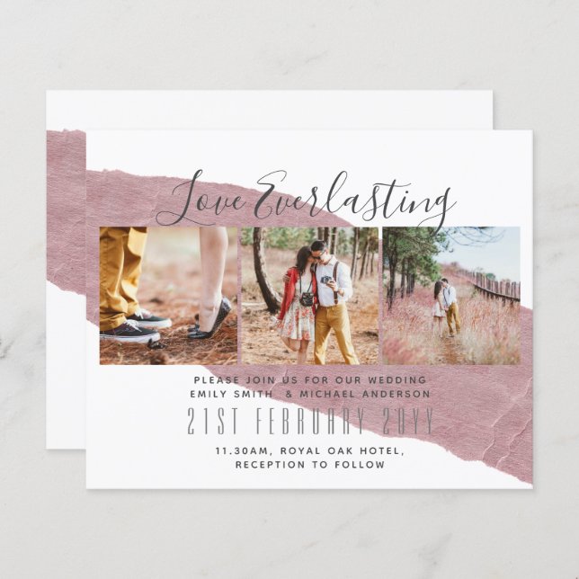 Contemporary PHOTO Wedding Party Invitation BUDGET (Front/Back)