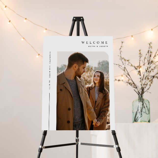 Contemporary Photo Wedding Welcome Sign (In Situ (Stand))