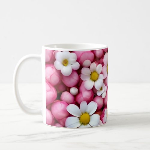 Contemporary Pink and White Flower Designs Coffee Mug