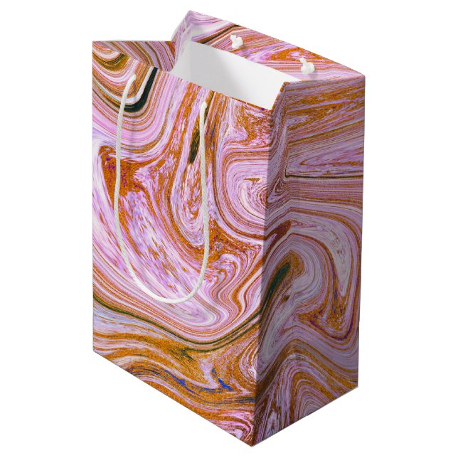 Contemporary Pink Marble Abstract Medium Gift Bag (Back Angled)