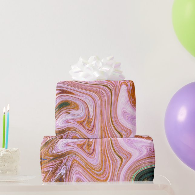 Contemporary Pink Marble Abstract Wrapping Paper (Party Gifts)
