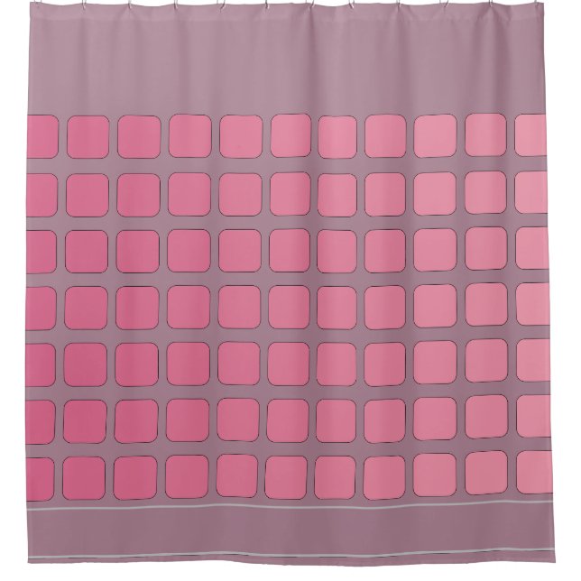 Contemporary Pink Squares Shower Curtain (Front)