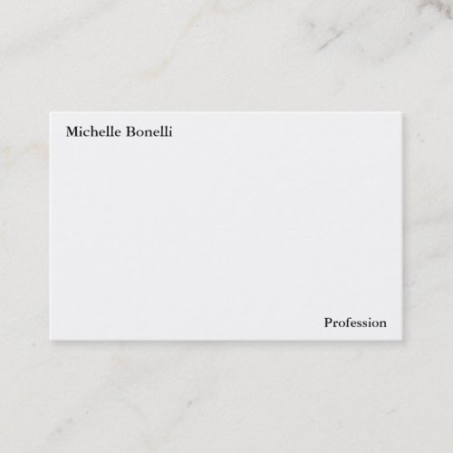 Contemporary Plain Simple White Minimalist Modern Business Card