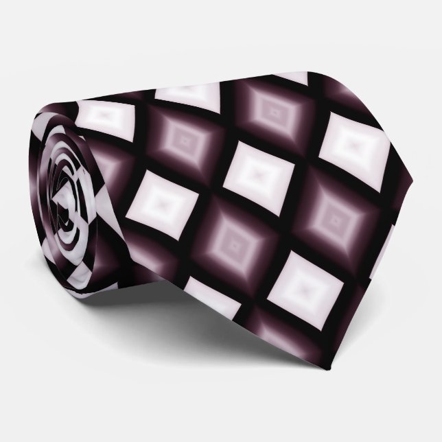 Contemporary Plum Red Diamond Pattern Neck Tie (Rolled)